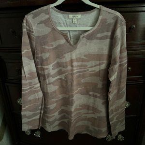 Mauve Camo Print Waffle Fabric Top - Size M